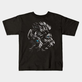 Tribal shadows Lion Cat Kids T-Shirt